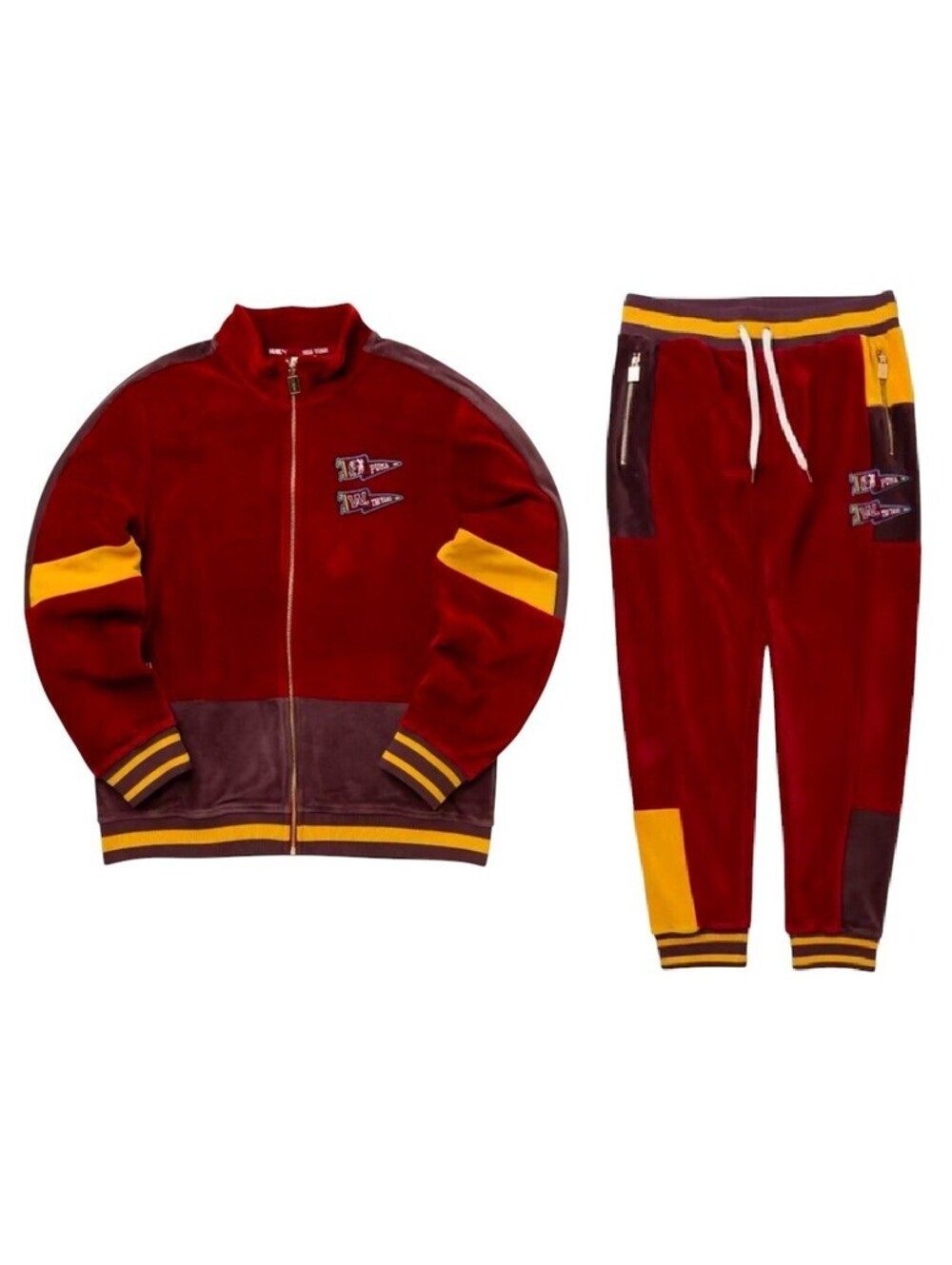 PUMA The Yard VELOUR Track Suit Jacket & Pants Intense Red Men's LARGE L